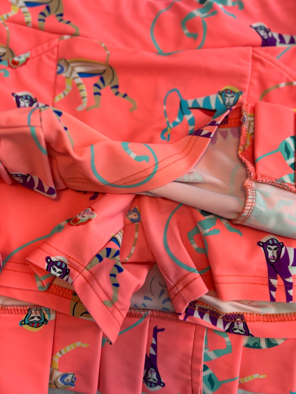 Tzu Tzu Coral Monkey Print Skort - Picture 10 of 12